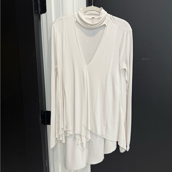Free People Cream Draped V-Neck Blouse - Picture 1 of 14